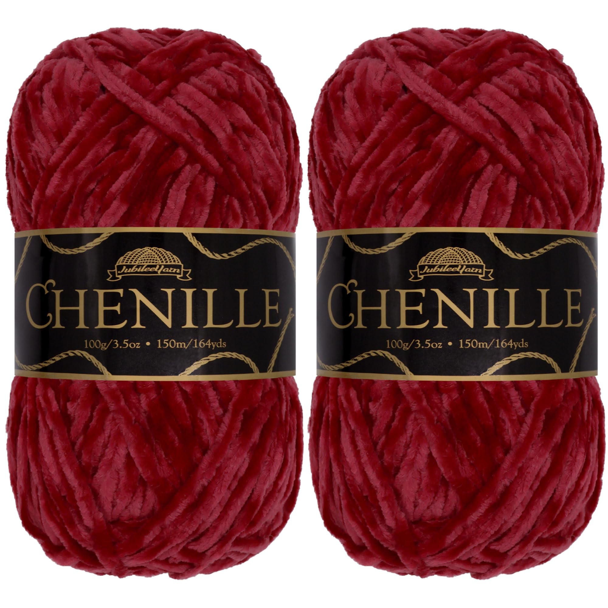 JubileeYarn Chenille Yarn - Worsted Weight - 100g/skein (2 Skeins, 122 Garnet)