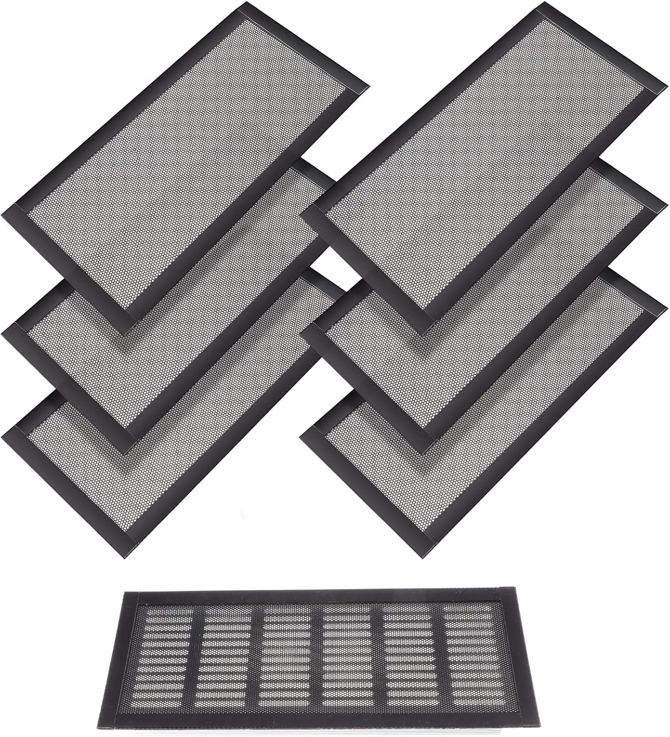 Registers, Grilles & Vents - Floor Vent Covers Rectangle Air Vent Screen Cover Magnetic PVC Vent Mesh Floor Register Cover Plastic Vent Screen for Wall Ceiling Floor Catch Debris Hair Insect (Black, 5.5 x 12 Inch)