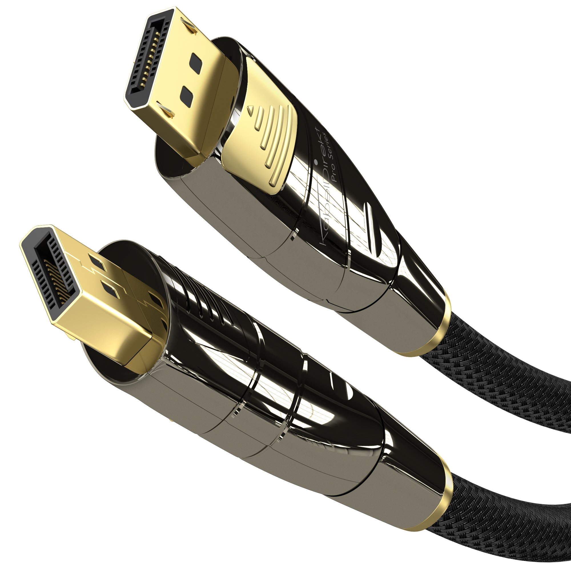 KabelDirekt – 2m DisplayPort Cable (4K 60Hz, version 1.2, male connector, locking and nylon sheath) PRO Series