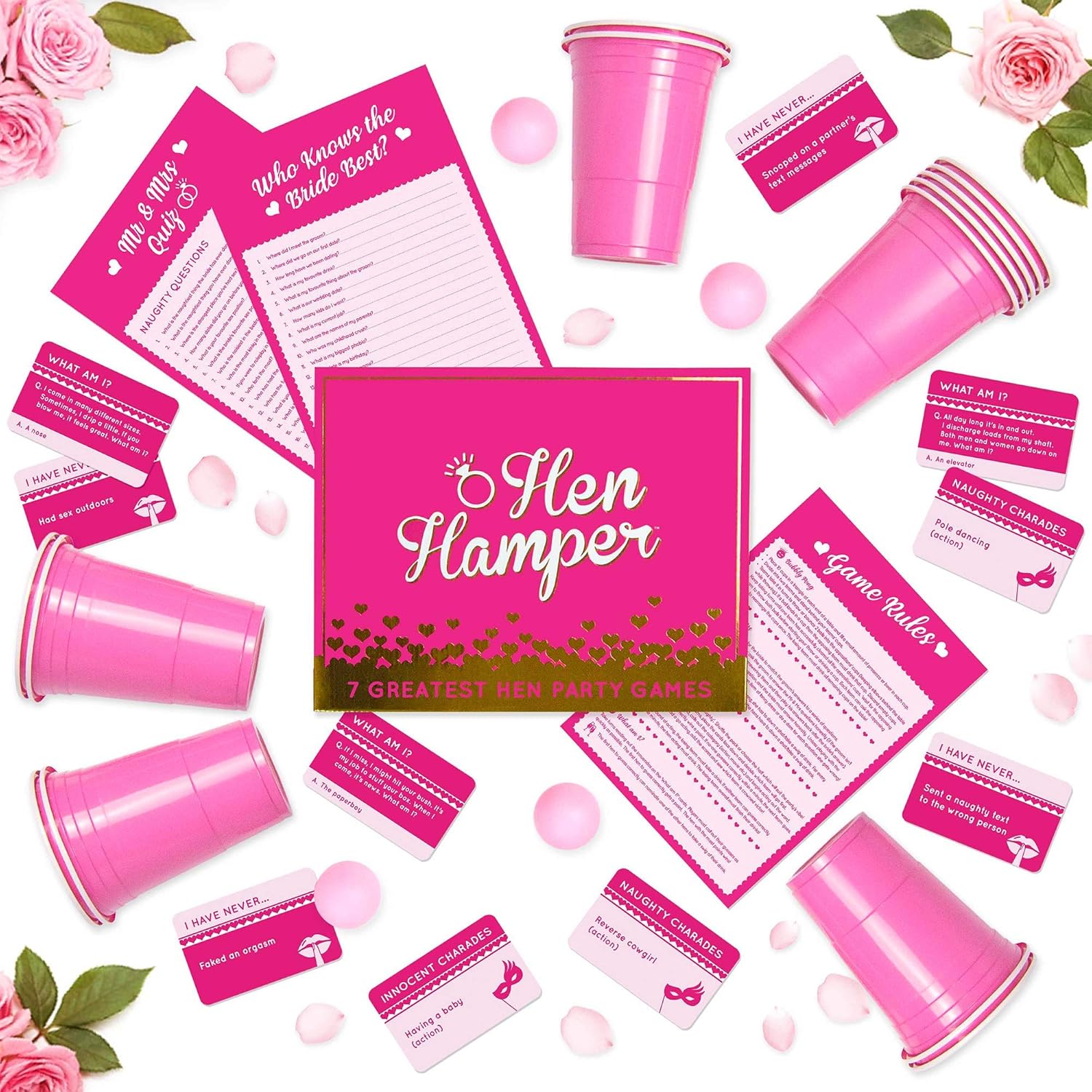 Hen Hamper 7 Hilarious Hen Party Games (Bubbly Pong, Mr & Mrs, Hen