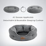 Bedsure Cat Bed Indoor 51x48x15cm Round Washable Grey with Non-Slip Bottom view 5