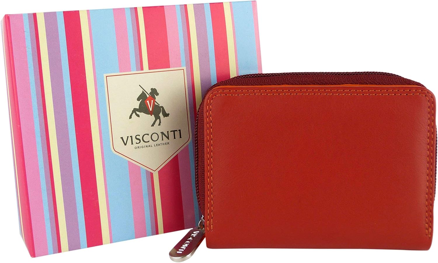 Visconti Ladies Compact Leather Purse/Wallet Shades of Colours Gift Boxed Fashion (Shades of Red)(Size: 115mm x 90mm x 30mm ( 4.5inch x 3.5inch x 1.25inch)) - Image 5