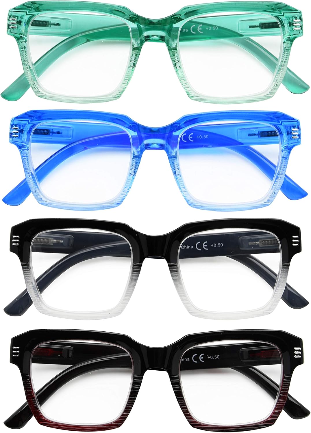 Eyekeeper 4 Pack Oversized Reading Glasses for Women - Large Frame Ladies Readers +0.75 VC-R2024-4C00-75,4 works Mix - Image 3