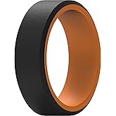 ThunderFit Silicone Rings for Men, Flat Top Angled Edge Two Layers Rubber Engagement Bands 9.8mm Wide 2mm Thick - 1/4/8 Variety Multipack