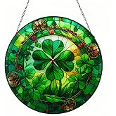 Amazon.com: St. Patrick's Day Irish Shamrock Stained Glass Suncatcher ...