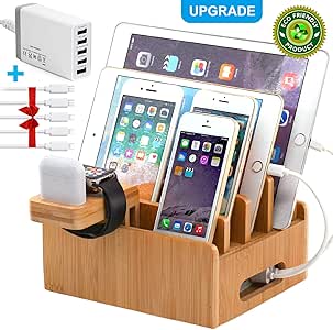 Amazon.com: Bamboo Charging Station for Multiple Devices with 5 Port