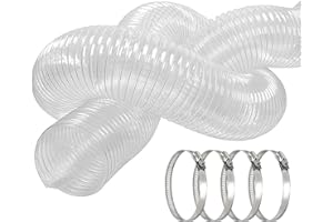 OZHOMY 4" x 10' PVC Dust Collection Hose – Heavy-Duty Puncture-Resistant Clear Flexible Hose with Reinforced Steel Wire Coil 