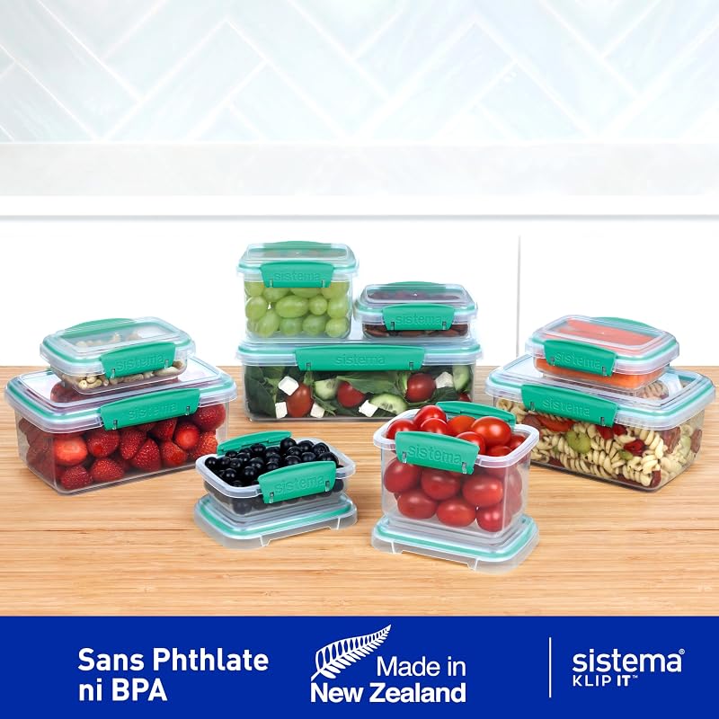 KLIP IT 9 Boîtes Alimentaires et Couvercles, Sarcelle, 18 Pièces