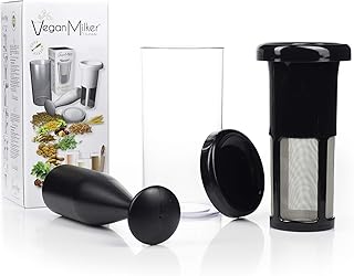 VEGAN MILKER BLACK, Vegan Milch Maker. Pflanzenmilch aus beliebigen Samenkörnern. Erstellt 1 Liter in 1 Minute. Hergestellt in Europa. Kostenloses Rezept-E-Book (Veganmilker-Website)