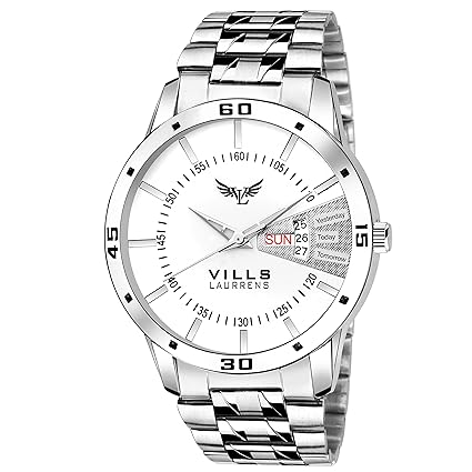 Vills laurrens VL-1043 White Day And Date Essentials Watch - For Men