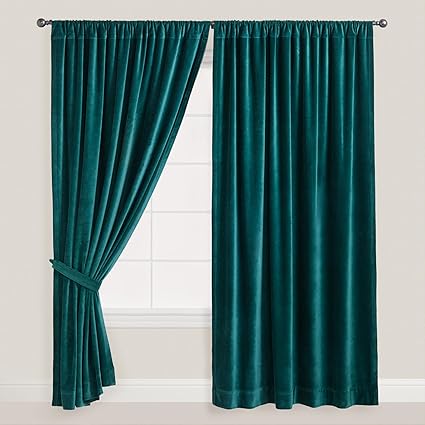 Amazon Com Indiaz Trends Teal Green Velvet Curtain 52 By 84 Inch