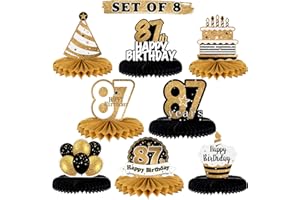 LINGTEER Happy 87th Birthday Table Honeycomb Centerpieces Cheers to 87th Birthday 87 Years Old Party Table Decorations Gift Sign.