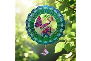 MRHEPHAESTUS Butterfly Metal Wind Spinners, Butterfly Gifts for Christmas Women Mom Grandma Wife Men, 12 inch 3D Stainless Steel Hanging Wind Spinner for Outdoor Indoor Yard Art Garden Christmas Decorations