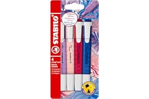 STABILO swing cool NatureCOLORS Wildflower - Highlighter - Pack of 4 - Blush, Burgundy, Grey Violet and Ultramarine