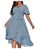 Floerns Women's Plus Size Boho Flutter Short Sleeve