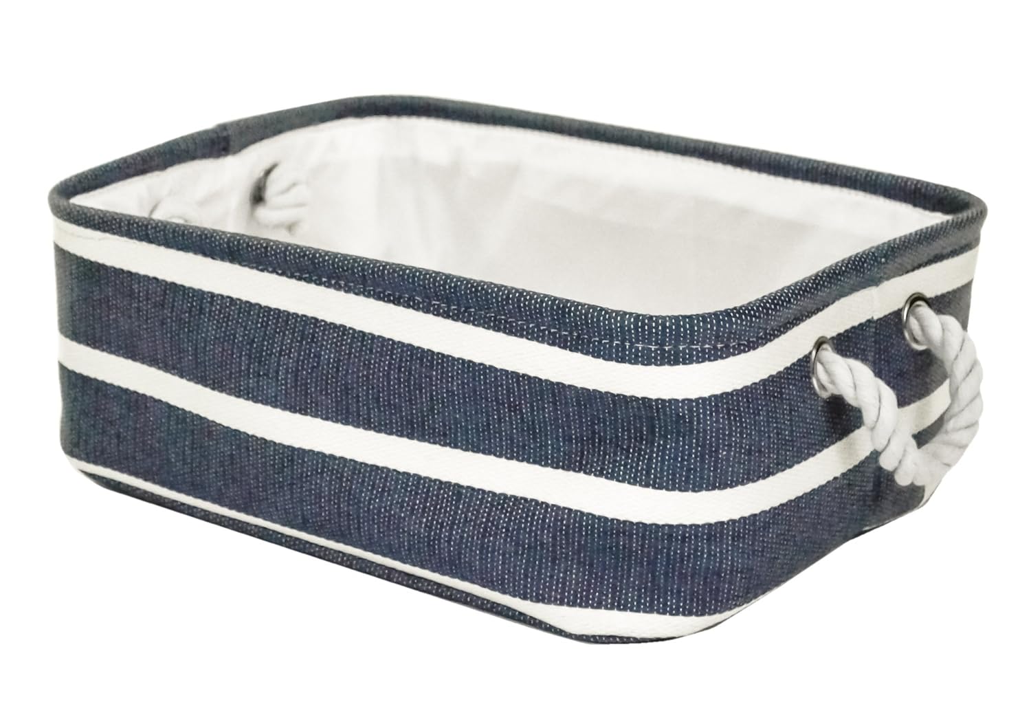 east2eden Large Blue & Cream Striped Shallow Rectangular Canvas Storage