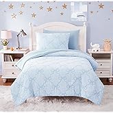 Wink Deer Twin Comforter Set with Sheets for Girls-5 Pieces Twin Bedding Sets with Light Blue Comforter, Sheets, Pillowcase & Sham for Kids (Light Blue Diamond, 66" X 86")