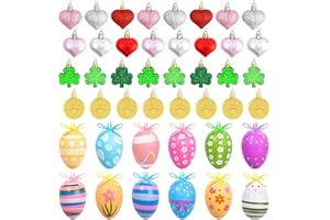 GIFTPEAK Valentines Day Decor Tree Decorations Set, 108 PCS Hanging Ornaments for Valentine's Day St Patricks Easter, Romantic Decor Glitter Heart Shamrock Easter Egg for The Home Wedding Dinner Gifts Table