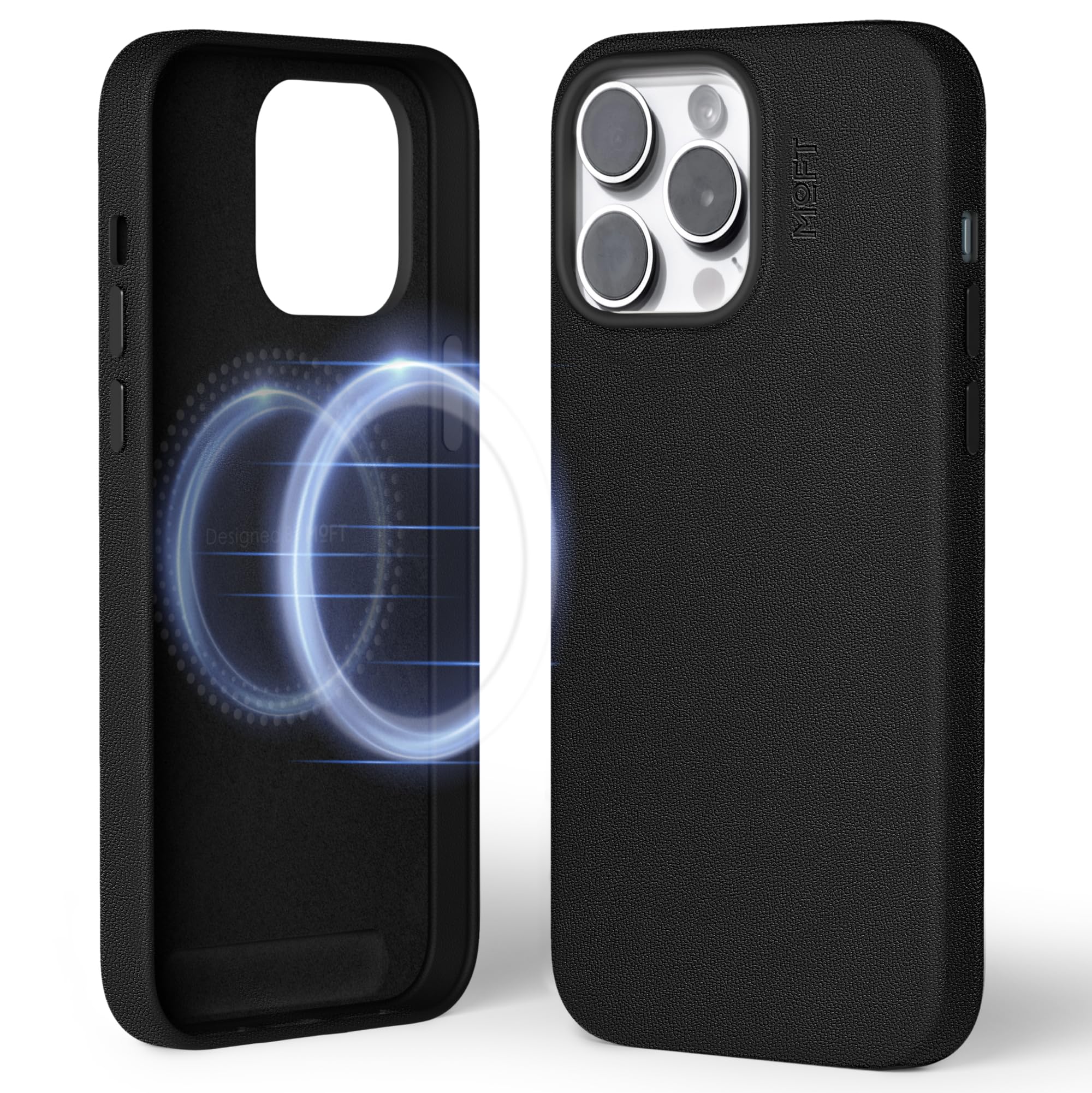 MOFT Magnetic Case for iPhone 14 Pro Max Compatible with MagSafe, MOVAS Vegan Leather Case Cover, Touch Sensation, Color Retention, Scratch & Stain Resistant, Easy to Clean, Jet Black โ image 1