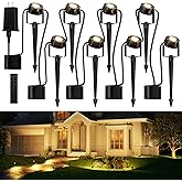 JACKYLED 8-Light LED Low Voltage Landscape Lighting, 9W Outdoor Spot Lights with Adapter, 3000K Warm White, ON/Off Timer, IP65 Waterproof Spotlights with Spiked Stand for Pathway, Patio, Tree, 63FT