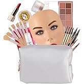3D Makeup Practice Kit, Reusable Silicone Practice Face Board/Makeup Mannequin Face,with Brushes&Eyebrow Pencils&Eyelashes&Bag&Eyeshadow&Lipstick