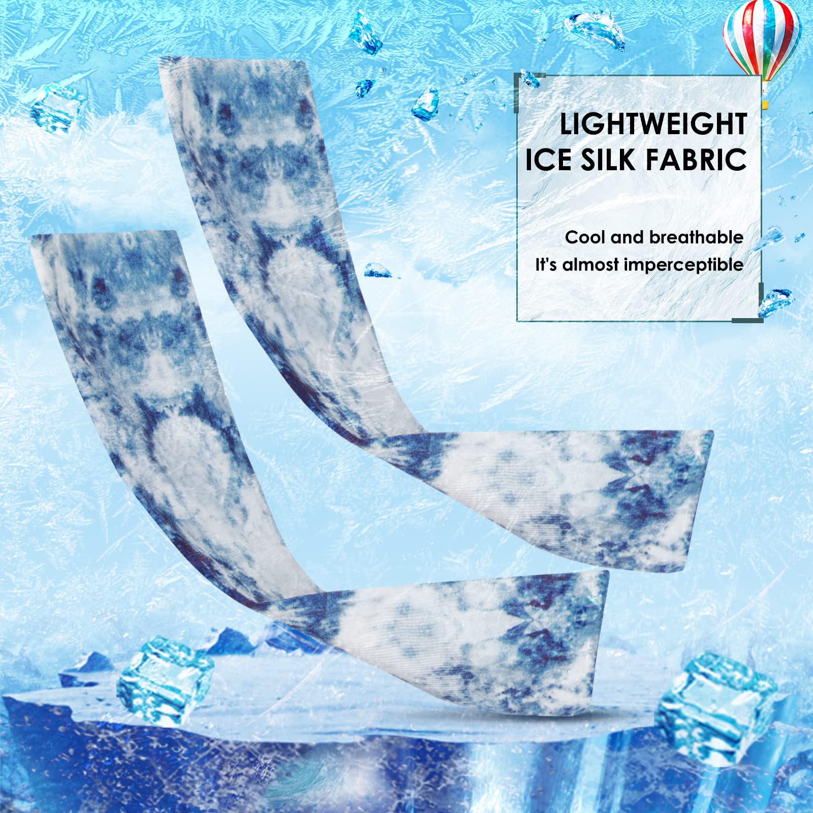 Achiou Cooling Ice Silk Arm Sleeves, Summer UV Sun Protection Compression Sleeves UPF 50+ for Women Volleyball Youth Sports