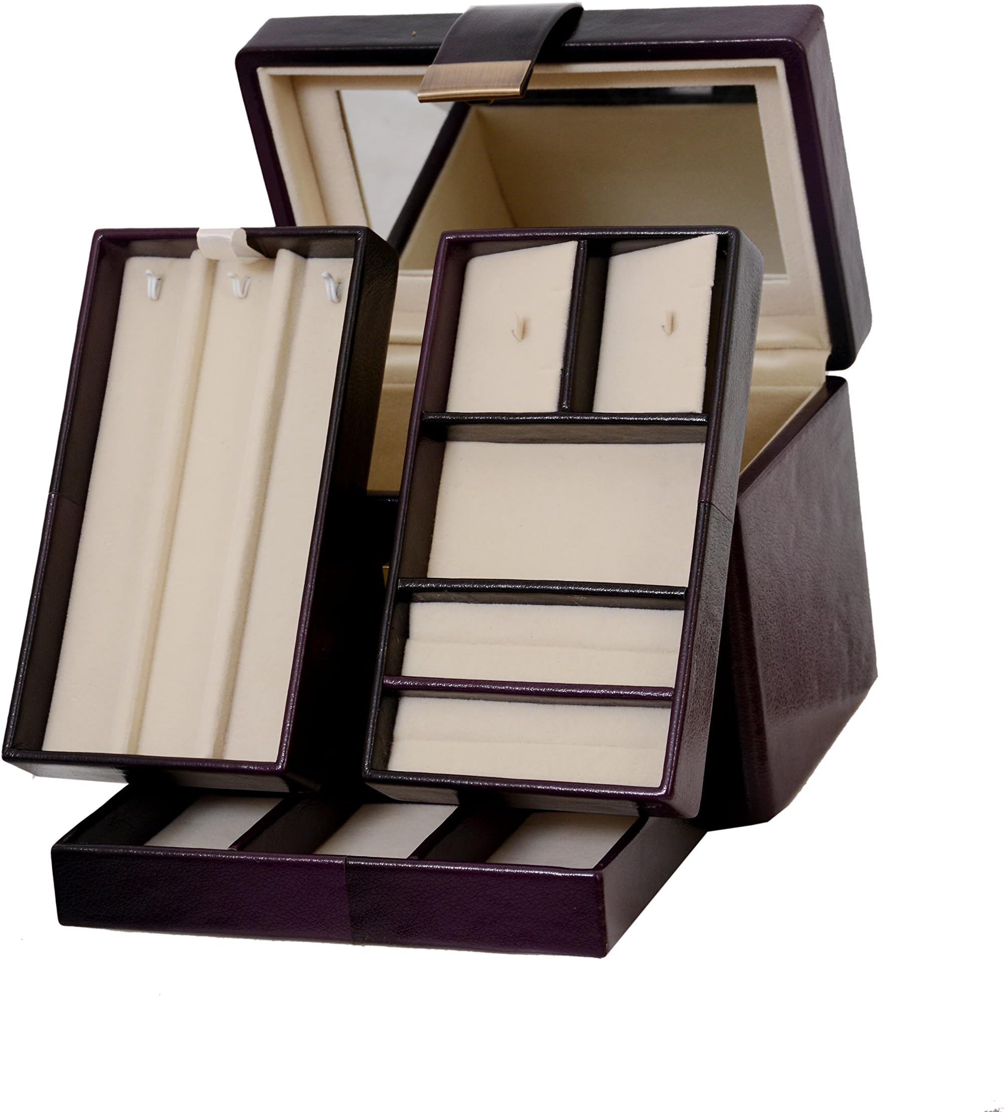 RichpiksMini Jewelry Accessories Box with Mirror and Lock Purple Black Colour