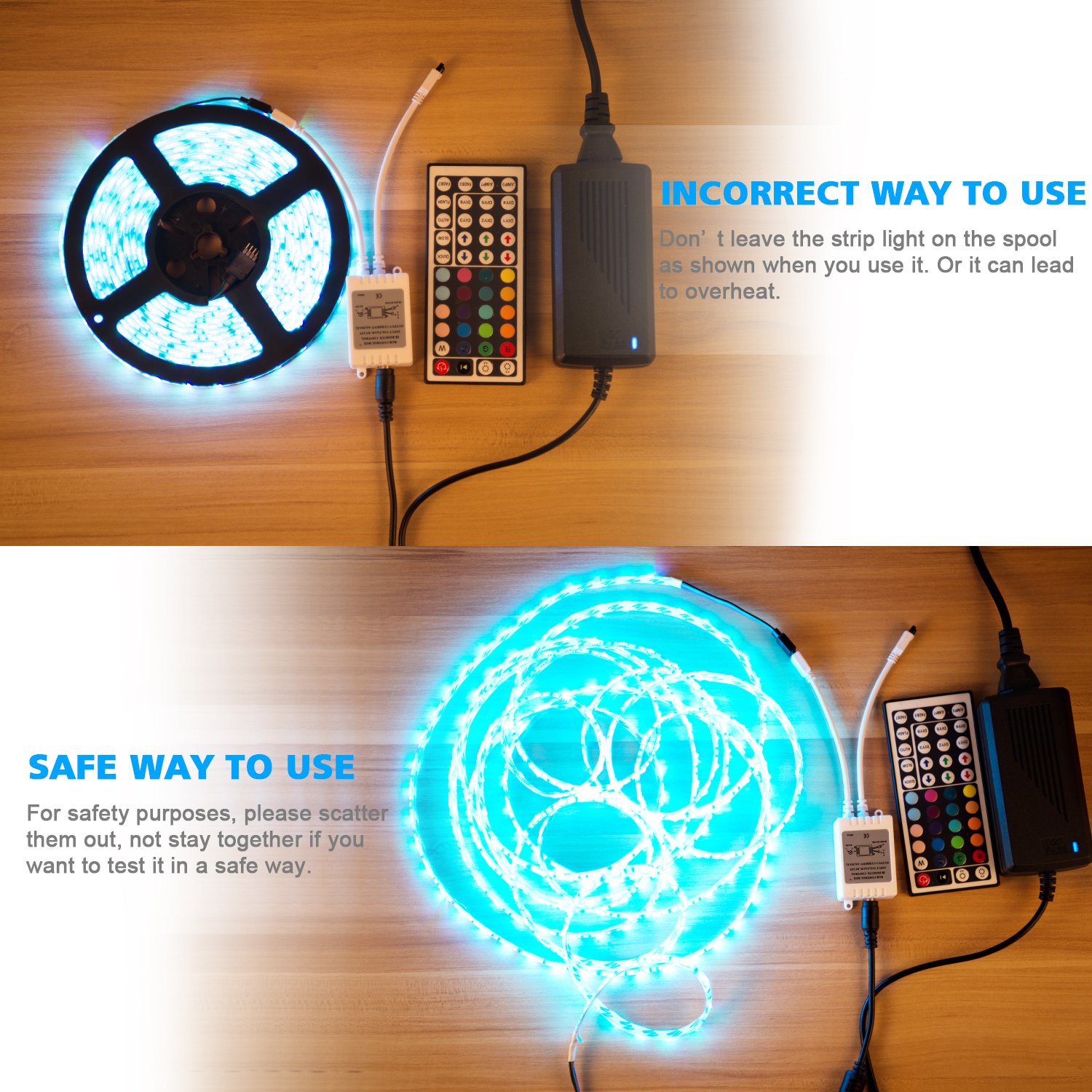 iHomy 16.4ft LED Flexible Light Strip, RGB 300 LEDs SMD 5050, LED Strip Lights, Waterproof Light Strips Kit, LED ribbon, Christmas Holiday Home Kitchen Car Bar Indoor Ceiling Party Decoration