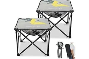 XplrKamp Padded Camping Stool, 18 Inch Oversized Camping Foot Rest, 500lb Camping Chairs Outdoor Footstool Portable Camping Ottoman for Camping Gardening Fishing w/Storage Net Carry Bag (2, Grey)