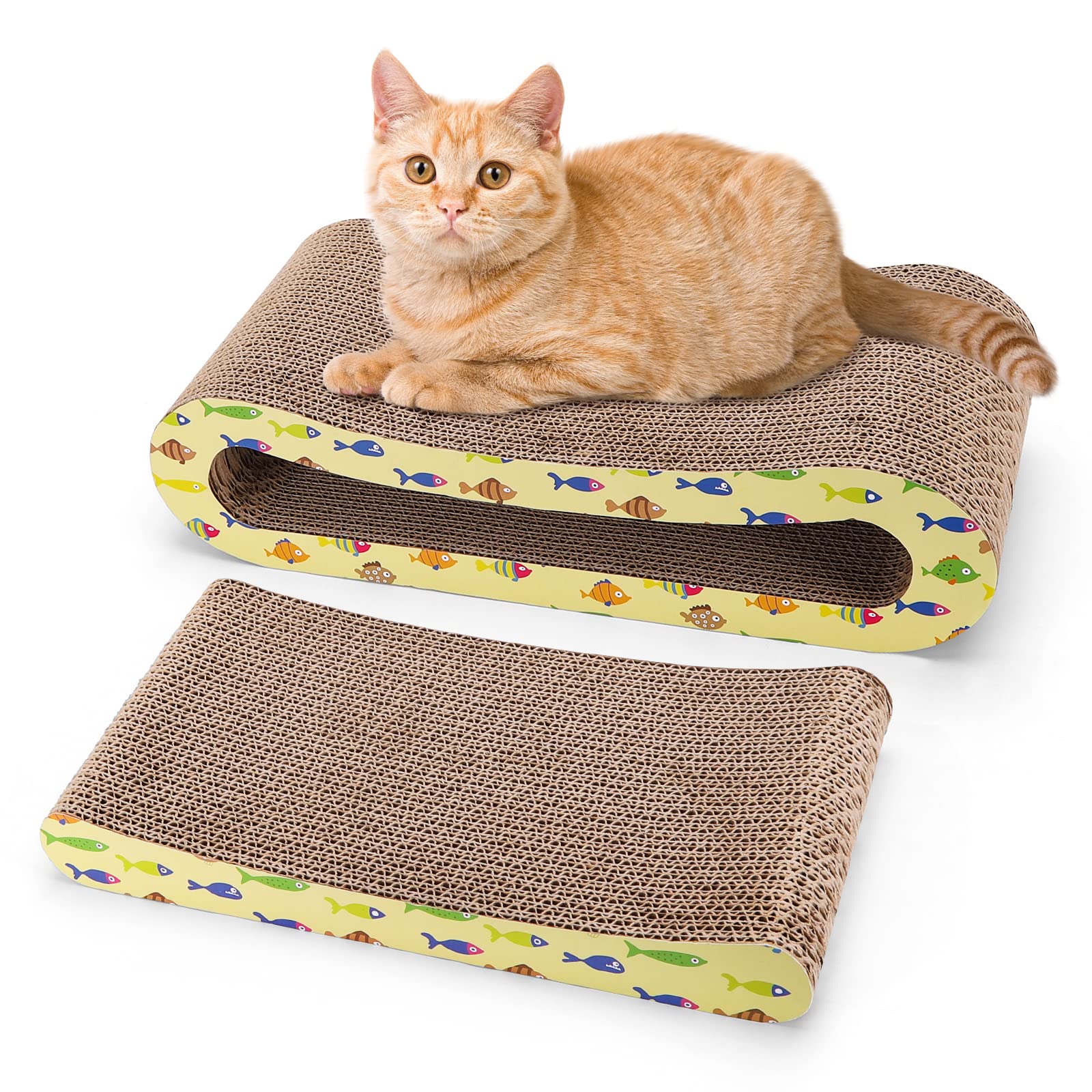 Nobleza Cat Scratcher Cats Scratching Board, 2 in 1 Kitten Lounge Bed with Catnip, Durable Cat Scratching Pad, Scratching Post for Indoor Cats, Premium Scratch Textures.