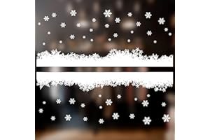 Stickers4 80" Fluffy Snow Window Clings for Glass with 50 Snowflakes Window Clings