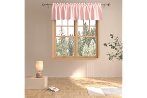 UPOPO Pink Valance Small Curtain 14 inches Long Kitchen Window Curtains Girls Room Living Room Darkening Rod Pocket Triple Weave Short Little Mini Window Curtain Topper Bedroom Bathroom 1 Panel 90"x14"