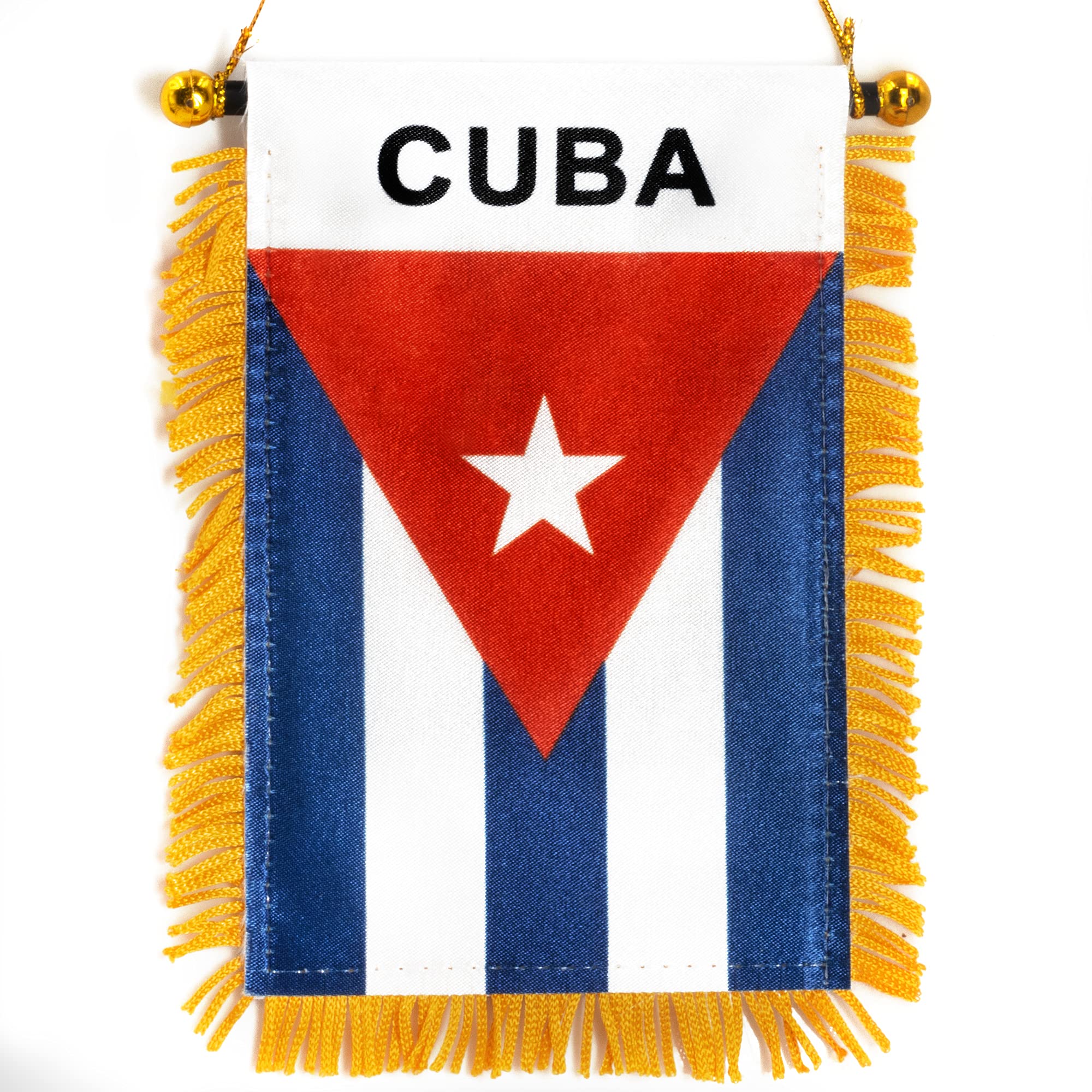 Photo 1 of Anley 4 X 6 Inch Cuba Fringy Window Hanging Flag - Mini Flag Banner & Car Rearview Mirror Décor - Fringed & Double Sided - Cuban Hanging Flag with Suction Cup