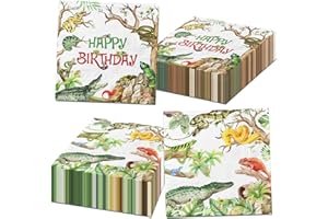 GREHUMOR Reptile Birthday Party Decorations,40PCS Disposable Reptile Napkins Swamp Animals Birthday Paper Napkins for Wildlife Reptile Birthday Party Supplies (Reptile)