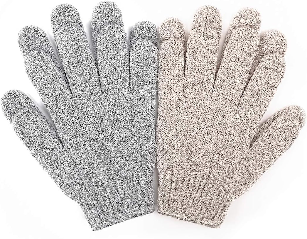 Exfoliating Bath Gloves Shower Exfoliation Nylon Mesh Gloves Bath Spa Exfoliating Scrubber, Bathing Glove Mitt Scrubs Away Dead Skin Cells and Improve Blood Circulation 2 Pairs by KRRAMEL