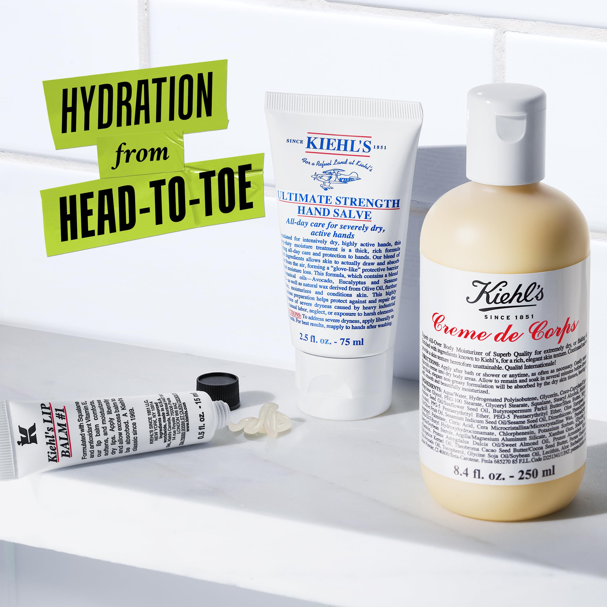 Kiehl's Body Care Gift Set - $73 Value Including Non-Greasy Body Lotion, Moisturizing Hand Lotion, and Hydrating Lip Balm for Hydrated Skin