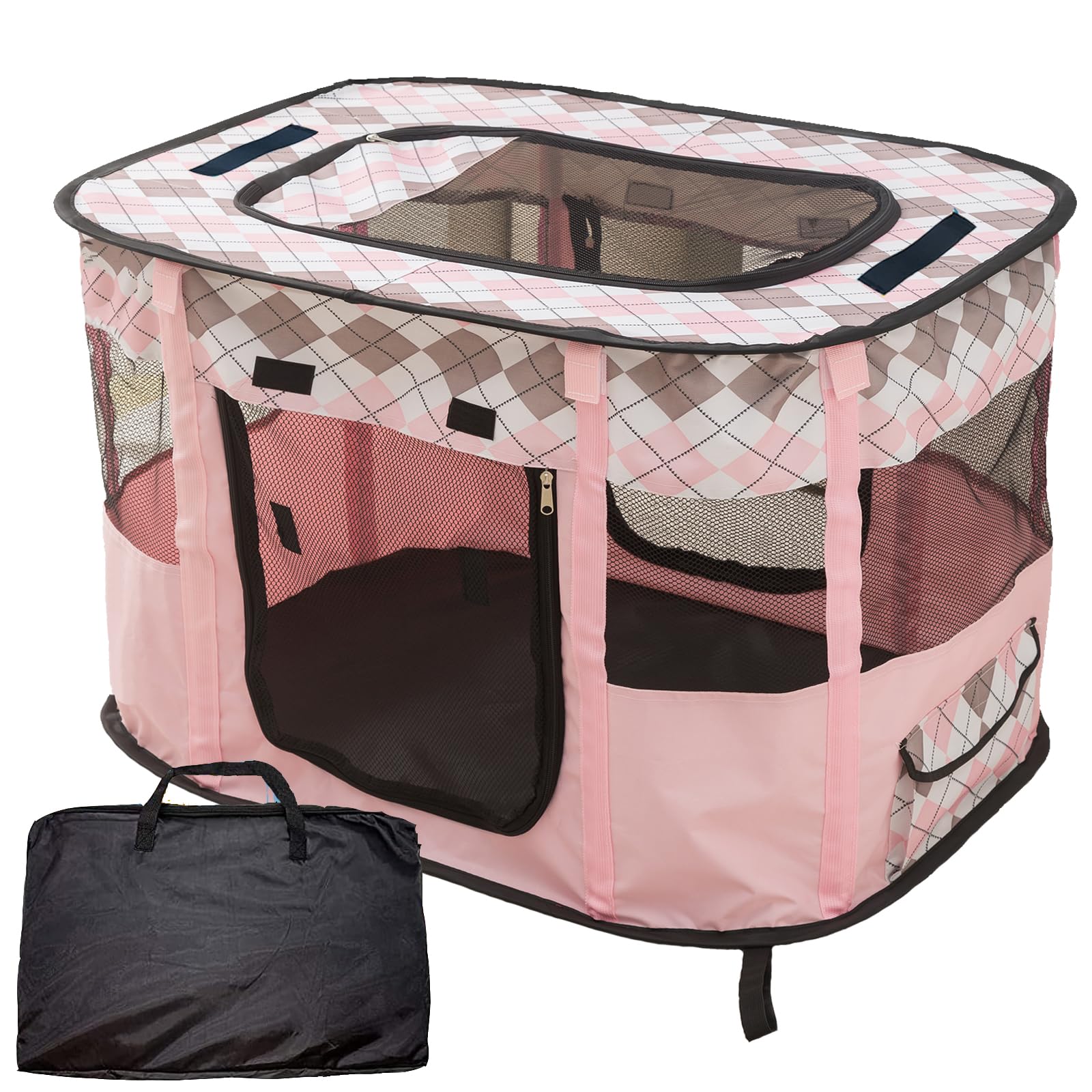 Photo 1 of Foldable Pet Playpen, cat playpen, Puppy Play Pen for Indoors (Medium, Pink)