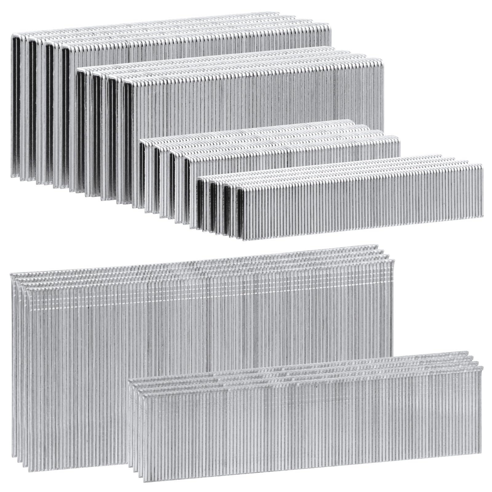Keadic 3624Pcs 18 Gauge 1" 2" Brad Nail and 1/4" Narrow Crown Staples (3/4", 1", 1-1/4", 1-1/2"), Galvanized Steel 18 GA Nail Gun Nails Assorted Set for Molding Cabinetry Building Assembly