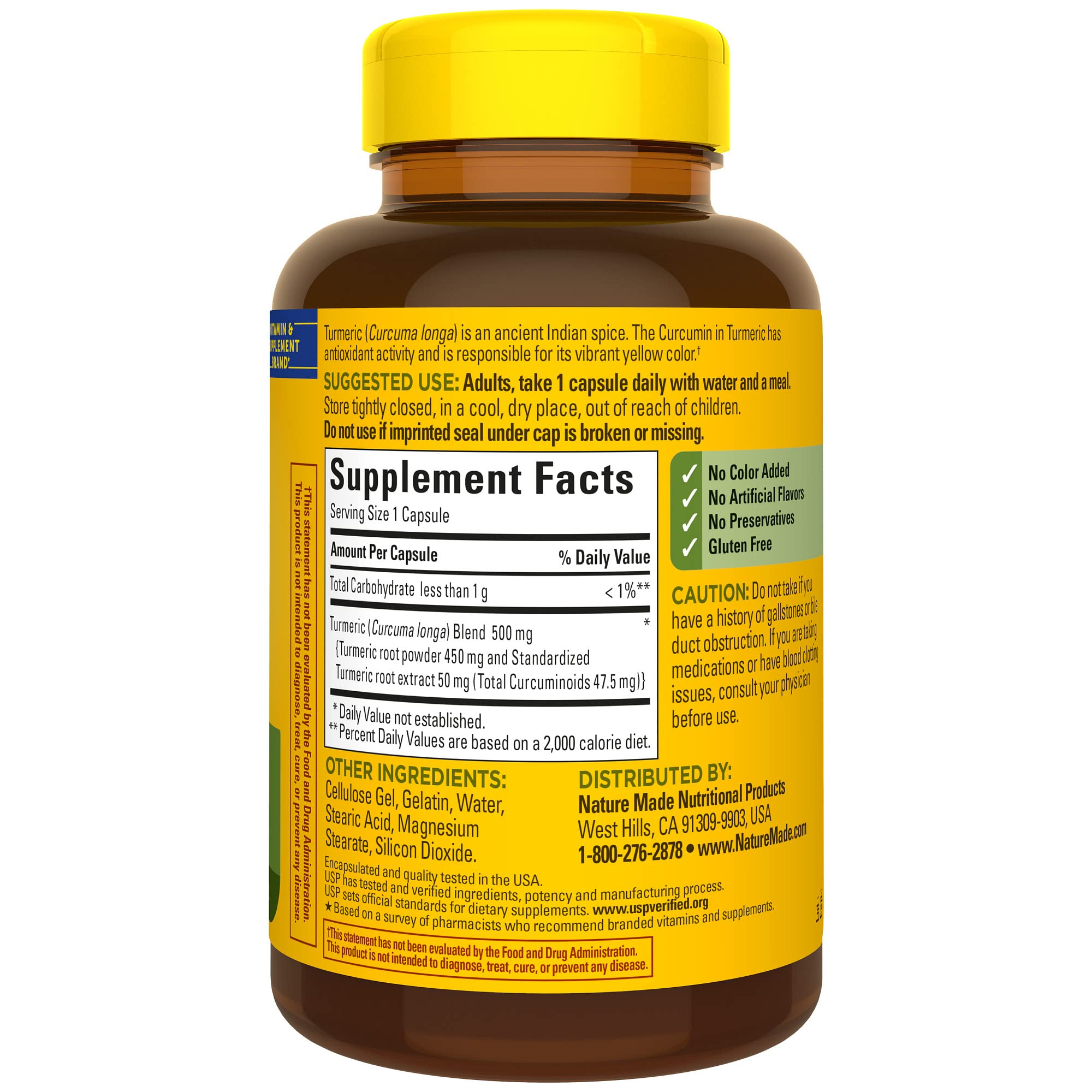 Nature Made Turmeric Curcumin 500 mg, Herbal Supplement for Antioxidant Support, 120 Capsules, 120 Day Supply