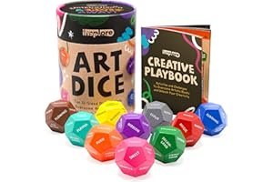 Insplore Art Dice – 12-Sided Wooden Dice with 120 Prompts to Help You Decide What to Draw or Paint – Creative Playbook with Games and Activities – Fun, Inspiring Gift for Artists of All Levels