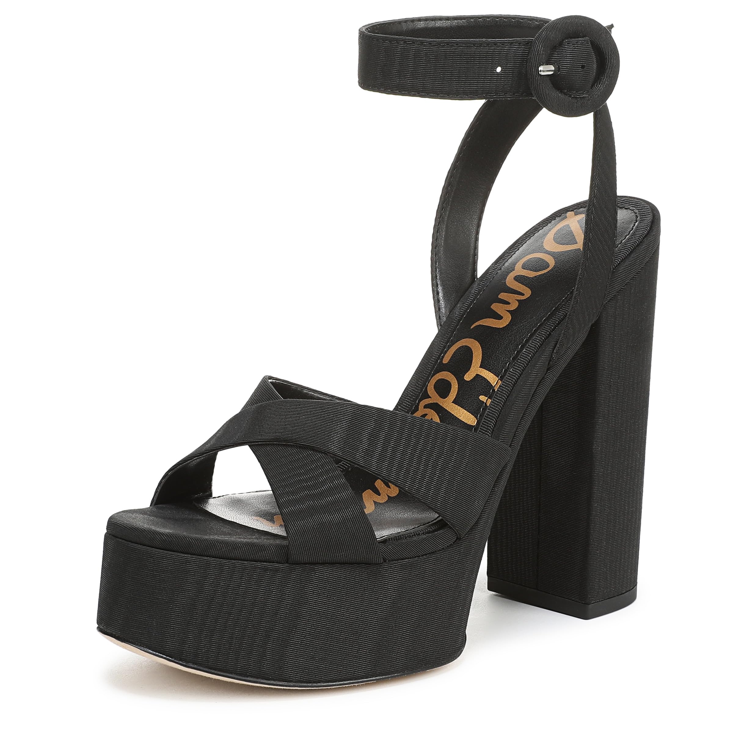 Sam Edelman Women’s Savannah Heeled Sandal, Black Moiré, 7