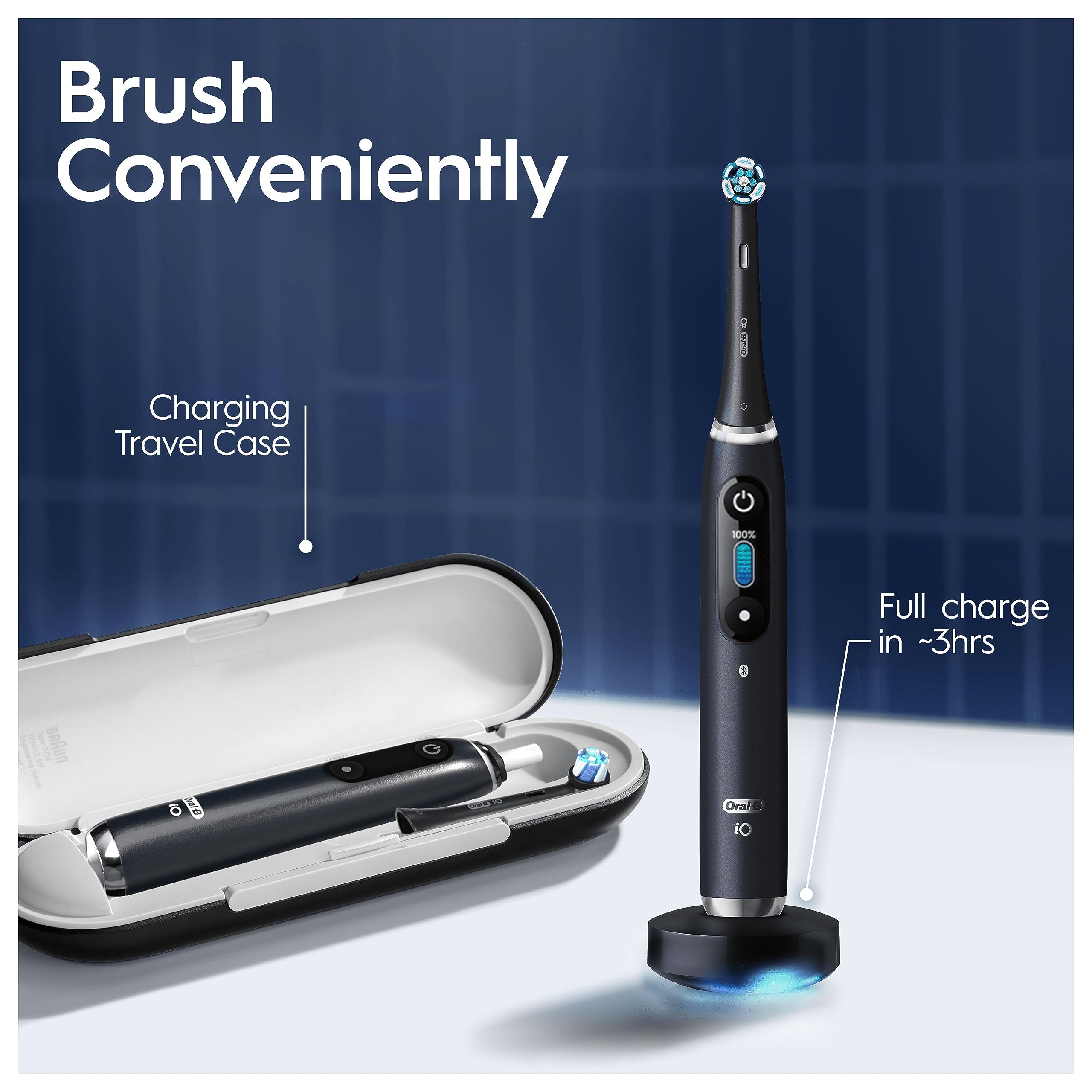 Oral-B iO9 Electric Toothbrushes For Adults, App Connected Handle, 1 Toothbrush Head, Charging Travel Case & Magnetic Pouch, 7 Modes, 2 Pin Plug, Special Edition