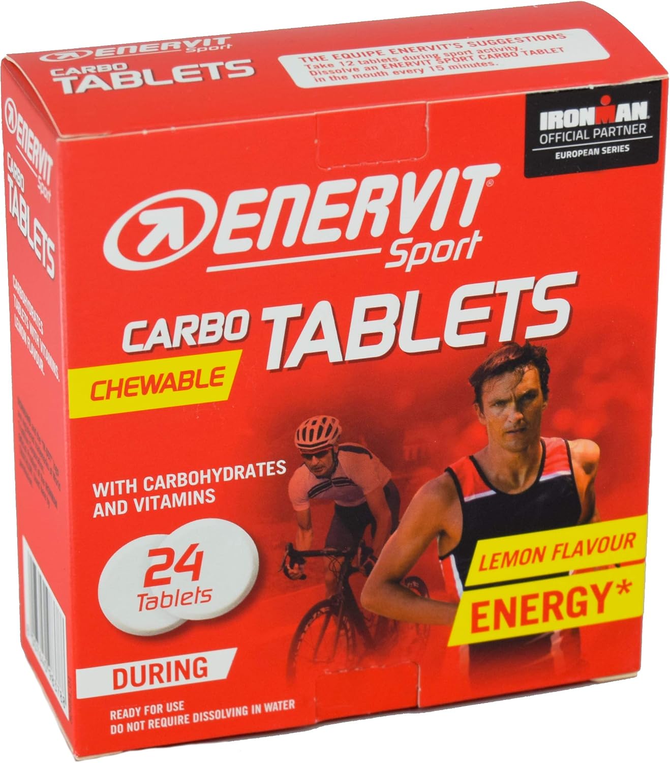 Enervit Sport Carbo Chewable Tablets (Lemon, 1 x 24 Tablets)