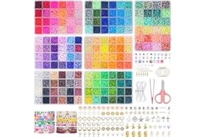 BestNow Clay Beads Bracelet Making Kit 168 Colors Flat Polymer Heishi Beads Set for Friendship Jewelry Making with Pendant Charms Crafts Gifts for Girls Ages 6 7 8 9 10 11 12 Kids Adults