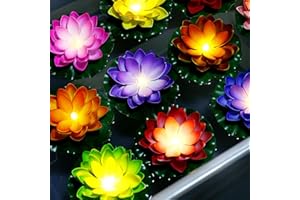 Scawim Waterproof Floating Lotus Light, 12PCS Floating Lily Light Water Activated 5 Inch Artificial Flowers Battery Operated for Wedding Pool Lanterns Anniversary Garden Decoration(Mix-Color)