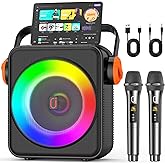 Karaoke Machine with 2 Microphones, Portable Bluetooth 5.3 Karaoke Speaker for Adults, PA System with Echo Adjustment for Outdoor Events, Gatherings and Parties, Stage Subwoofers (80W)