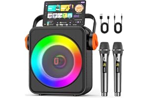 PPMIC Karaoke Machine with 2 Microphones, Portable Bluetooth 5.3 Karaoke Speaker for Adults, PA System with Echo Adjustment for Outdoor Events, Gatherings and Parties, Stage Subwoofers (80W)
