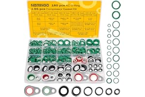 NBRINGO 265 Pcs AC O Ring & Gasket Seal Kit for R134a - Durable A/C Compressor Port Seal Washer Kit with Line Seals, Bonded Washers, Condenser & Hose Gaskets for Long-Lasting Performance
