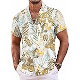 COOFANDY Mens Hawaiian Shirt Short Sleeve Floral Button Down Shirts Tropical Summer Beach Shirts Camp Collar Shirt