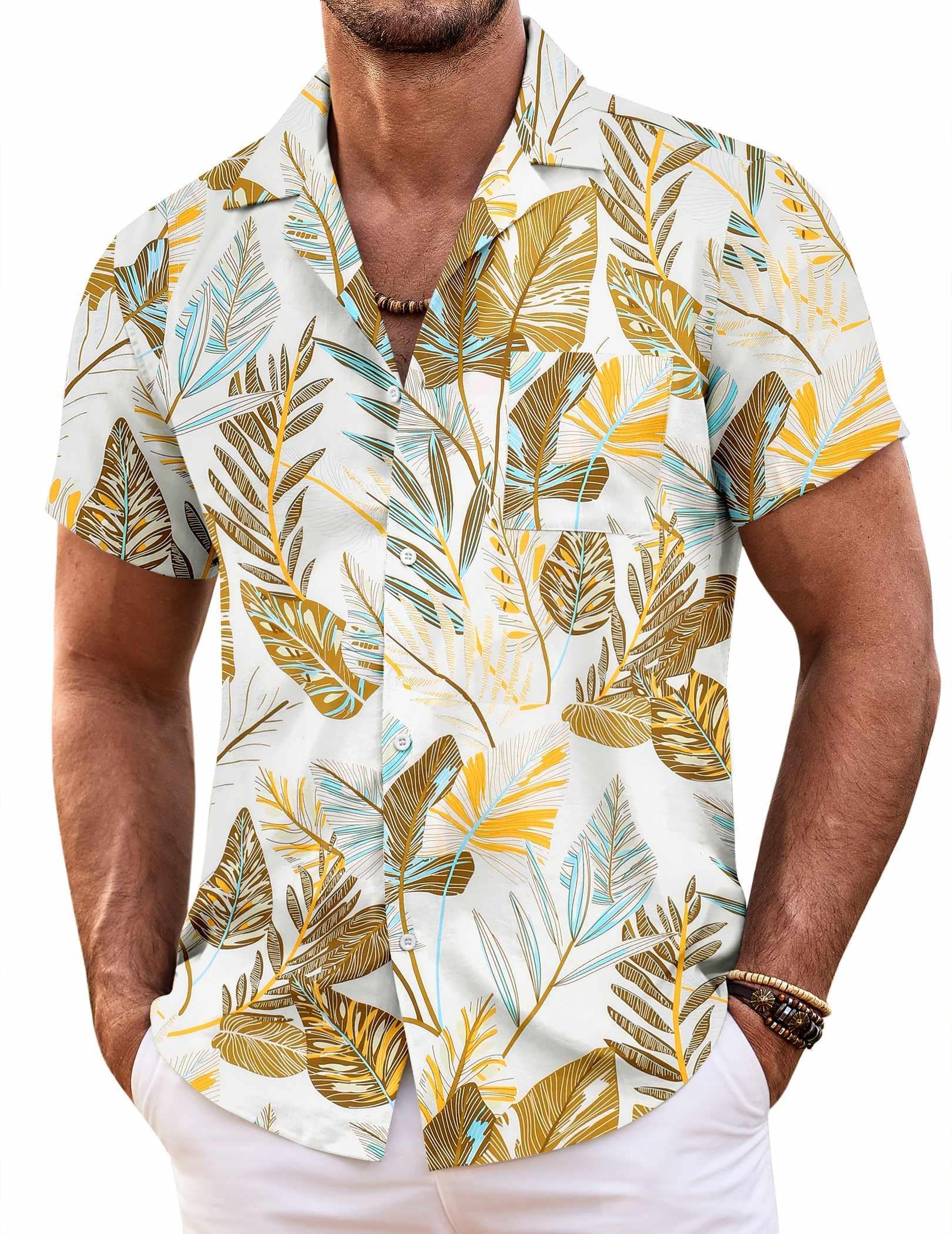 COFOANDY Mens Floral Print Shirts Casual Button Up